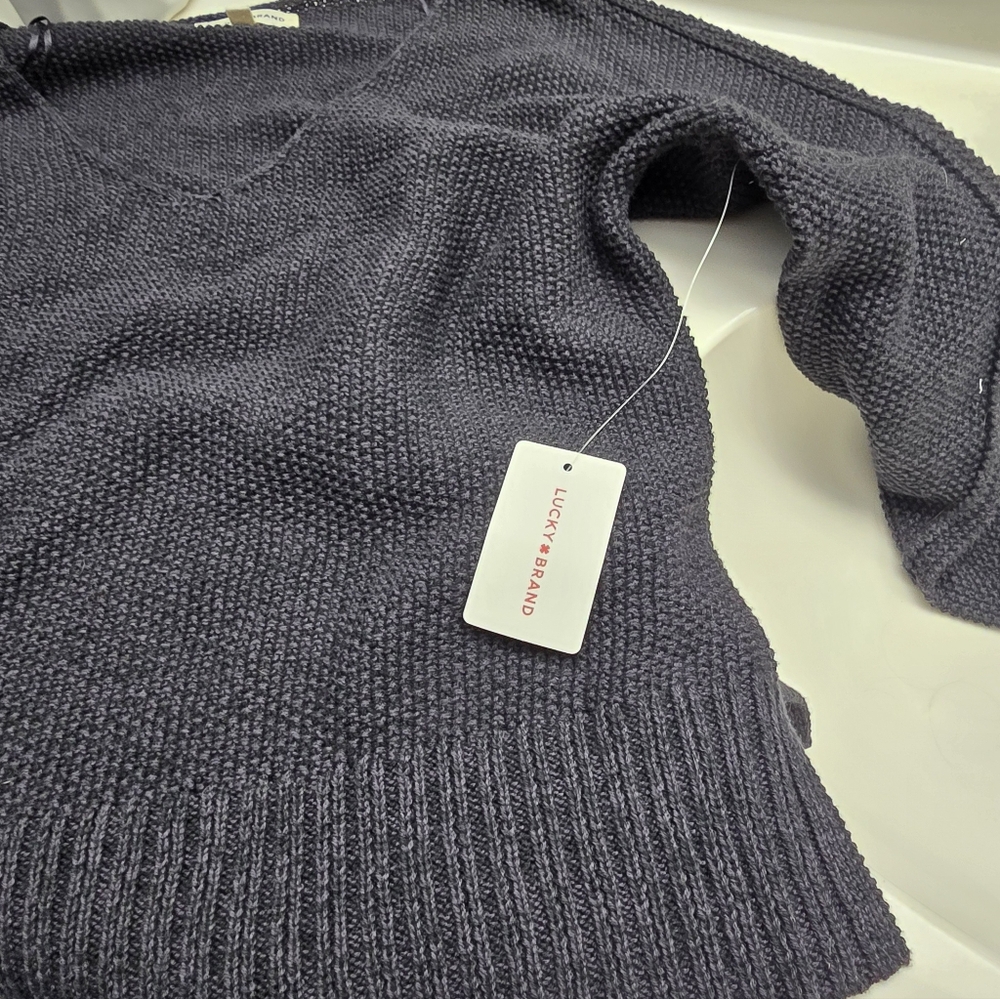 Lucky Brand Charcoal Grey Knit Pullover Sweater